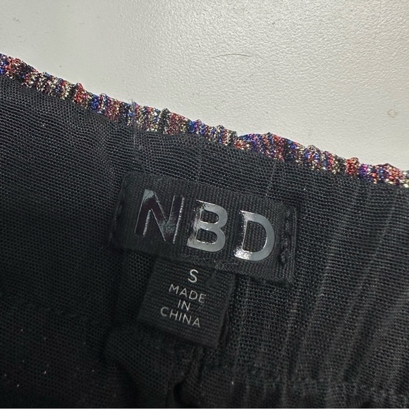 NBD Revolve Pants Wide Leg Metallic Rainbow Purple Party New Year’s Size Small - Picture 5 of 6